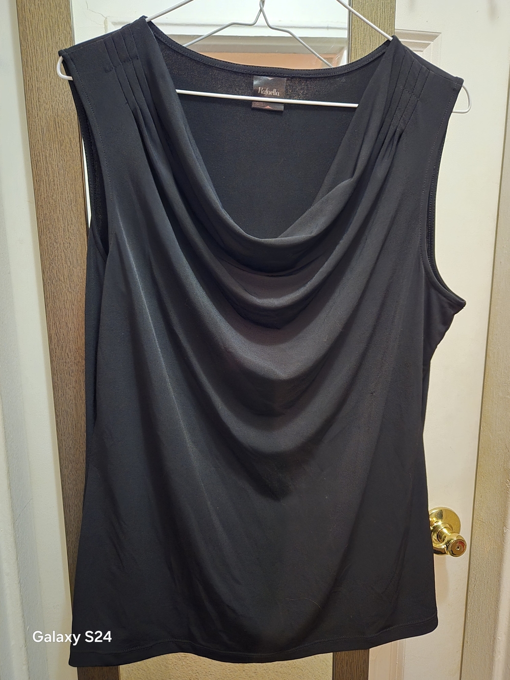 Rafaella Black Sleeveless Drape Neck Camisole